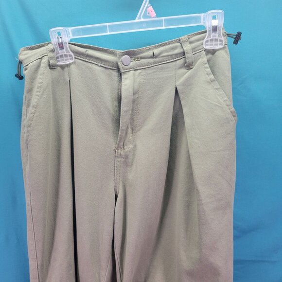 Dazy-Less Green Cargo Pants L 100% Cotton Drawstring Hem & Waist Pockets - Picture 2 of 7